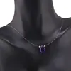 Colier cu fir transparent si brioleta fatetata din Ametist, argint 925, imagine 5