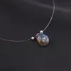 Colier cu fir transparent si brioleta fatetata din Labradorit, argint 925, imagine 3