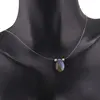 Colier cu fir transparent si brioleta fatetata din Labradorit, argint 925, imagine 4