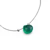 Colier cu fir transparent si brioleta fatetata din Onix verde, argint 925, imagine 3