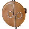 Inel reglabil Agat galben rotund, metal argintiu si sarma