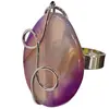 Inel reglabil Agat gri cu mov oval, metal argintiu si sarma