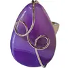 Inel reglabil Agat violet picatura, metal argintiu si sarma