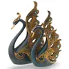 Statueta Feng Shui set doi pauni aurii, simbol al frumusetii si integritatii, al puterii si divinitatii, imagine 2