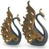 Statueta Feng Shui set doi pauni aurii, simbol al frumusetii si integritatii, al puterii si divinitatii