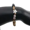 Bratara Agat maro sfere 6mm, Larvikit 8mm si steluta din Sidef 10mm cu bumbi aurii, imagine 3