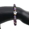 Bratara Agat mov sfere 6mm, Larvikit 8mm si steluta din Sidef 10mm cu bumbi aurii, imagine 3