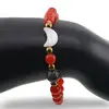 Bratara Agat rosu sfere 6mm, Larvikit 8mm si luna din Sidef 12mm cu bumbi aurii, imagine 3
