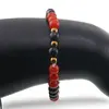Bratara Agat rosu si Agat negru sfere cu bumbi aurii, 6mm, imagine 3