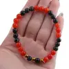 Bratara Agat rosu si Agat negru sfere cu bumbi aurii, 6mm, imagine 4