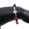 Bratara Agat roz sfere 6mm, Larvikit 8mm si steluta din Sidef 10mm cu bumbi aurii, imagine 3