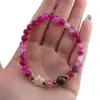 Bratara Agat roz sfere 6mm, Larvikit 8mm si steluta din Sidef 10mm cu bumbi aurii, imagine 4