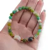 Bratara Agat verde sfere fatetate 6mm, Larvikit 8mm si luna din Sidef 12mm cu bumbi aurii, imagine 4