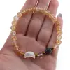 Bratara Citrin sfere 6mm, Larvikit 8mm si luna din Sidef 12mm cu bumbi aurii, imagine 4
