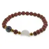 Bratara Goldstone maro sfere 6mm, Larvikit 8mm si luna din Sidef 12mm cu bumbi aurii, imagine 2