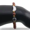 Bratara Goldstone maro sfere 6mm, Larvikit 8mm si luna din Sidef 12mm cu bumbi aurii, imagine 3