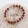 Bratara Goldstone maro sfere 8mm, Perla de cultura cu flori aurii si bumbi aurii, imagine 2