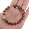 Bratara Goldstone maro sfere 8mm, Perla de cultura cu flori aurii si bumbi aurii, imagine 3
