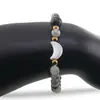 Bratara Jasp kiwi sfere 6mm, Larvikit 8mm si luna din Sidef 12mm cu bumbi aurii, imagine 3