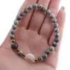 Bratara Jasp Picasso sfere 6mm, Larvikit 8mm si luna din Sidef 12mm cu bumbi aurii, imagine 4