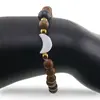 Bratara Jasp Tiger skin sfere 6mm, Larvikit 8mm si luna din Sidef 12mm cu bumbi aurii, imagine 3
