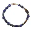 Bratara Lapis lazuli si Ochi de tigru neregulat 6-10mm, Obsidian fulg de nea discuri fatetate 4mm