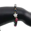 Bratara mix Agate colorate sfere 6mm, Larvikit 8mm si steluta din Sidef 10mm cu bumbi aurii, imagine 3