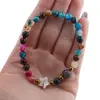 Bratara mix Agate colorate sfere 6mm, Larvikit 8mm si steluta din Sidef 10mm cu bumbi aurii, imagine 4