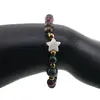 Bratara mix Ochi de tigru colorat sfere 6mm, Larvikit 8mm si steluta din Sidef 10mm cu bumbi aurii, imagine 3