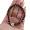 Bratara mix Ochi de tigru colorat sfere 6mm, Larvikit 8mm si steluta din Sidef 10mm cu bumbi aurii, imagine 4