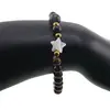 Bratara mix Ochi de tigru si Ochi de taur sfere 6mm, Larvikit 8mm si steluta din Sidef 10mm cu bumbi aurii, imagine 3