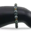 Bratara Mossagat si Amazonit Rusia sfere cu bumbi aurii, 6mm, imagine 4