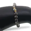 Bratara Obsidian fulg de nea maro si Jasp dalmatian sfere, 6-7mm, imagine 3