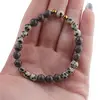 Bratara Obsidian fulg de nea maro si Jasp dalmatian sfere, 6-7mm, imagine 4