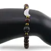 Bratara Obsidian mahon sfere 6mm, Larvikit 8mm si luna din Sidef 12mm cu bumbi aurii, imagine 3