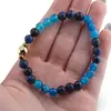 Bratara Ochi de tigru albastru si Agat albastru sfere cu bumbi aurii si element, 6mm, imagine 4