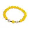 Bratara pe elastic Perle de cultura, bumbi aurii si Agat galben sfere 8mm