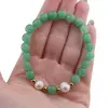 Bratara pe elastic Perle de cultura, bumbi aurii si Aventurin sfere fatetate 8mm, imagine 4