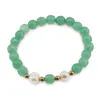 Bratara pe elastic Perle de cultura, bumbi aurii si Aventurin sfere fatetate 8mm