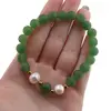Bratara pe elastic Perle de cultura, bumbi aurii si Aventurin sfere mate 8mm, imagine 4