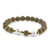 Bratara pe elastic Perle de cultura, bumbi aurii si Cuart druzy electroplacat auriu sfere 8mm, imagine 2