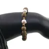Bratara pe elastic Perle de cultura, bumbi aurii si Cuart druzy electroplacat auriu sfere 8mm, imagine 3