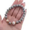 Bratara pe elastic Perle de cultura, bumbi aurii si Cuart druzy electroplacat gri sfere 8mm, imagine 4