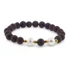 Bratara pe elastic Perle de cultura, bumbi aurii si Cuart druzy electroplacat mov sfere 8mm, imagine 2