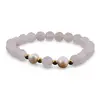 Bratara pe elastic Perle de cultura, bumbi aurii si Cuart roz sfere mate 8mm, imagine 2