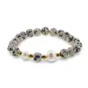 Bratara pe elastic Perle de cultura, bumbi aurii si Jasp dalmatian sfere mate 8mm, imagine 2