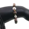 Bratara pe elastic Perle de cultura, bumbi aurii si Jasp zebra sfere 8mm, imagine 3