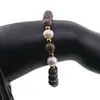 Bratara pe elastic Perle de cultura, bumbi aurii si Obsidian fulg de nea maro sfere 8mm, imagine 3