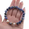 Bratara pe elastic Perle de cultura, bumbi aurii si Sodalit sfere mate 8mm, imagine 4