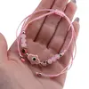Bratara reglabila cu Mana fatimei, ochi protectori si margele roz, imagine 3